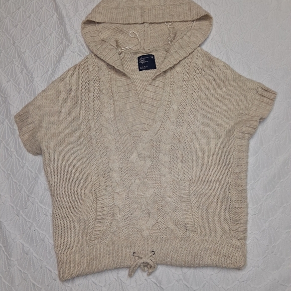 American Eagle Outfitters V-Neck Cable Knit Sweater - Gray Size L - Picture 6 of 16
